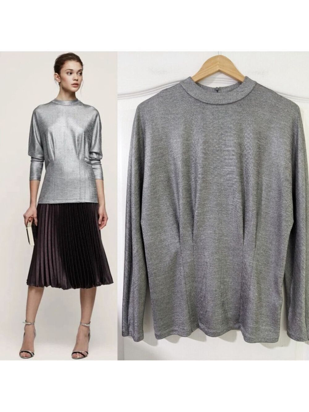 Reiss | Gale High-Neck Metallic Top